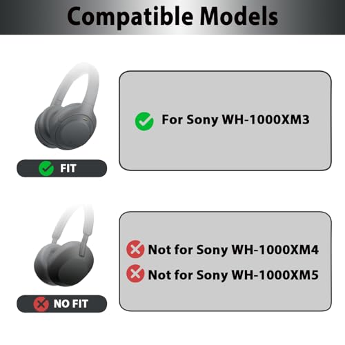 Image of WH-1000XM3 Replacement Ear Pads, Softer Protein Leather Ear Pads Cushions for Sony WH-1000XM3(WH1000XM3) Noise Canceling Headphones with High-Density Mmory Foam, Added Thickness (Black)
