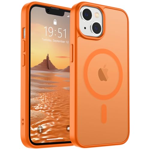 Image of SUPFINE Magnetic for iPhone 15 Plus Case & iPhone 14 Plus Case (Compatible with MagSafe)(Military Grade Drop Protection) Translucent Shockproof Phone Cover,Starry Orange