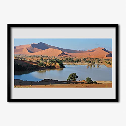 Affiche encadrée de qualité supérieure 70x50 cm Tulup - Image murale paysage désert et lac
