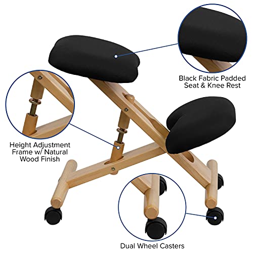 image for Flash Furniture Posey Mobile Wooden Kneeling Office Chair for Improved