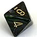 Chessex 27499 Polyhedral Dice, Lustrous Shadow with Gold 7-Die Set CHX, Multicolor