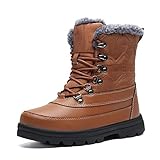 Mishansha Botas de Nieve para Mujer Botas Apreski Impermeables Botas de Invierno Mantener Caliente Botas con Forro Polar Al Aire Libre, Marrón 36