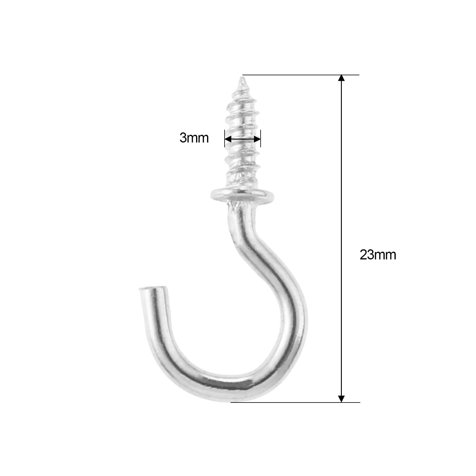 Metalowe haki sufitowe, Wkręcane haki ścienne z oczkiem 100 szt. Wielokolorowe 20-38 mm Wewnątrz, na zewnątrz(Gold,23mm)