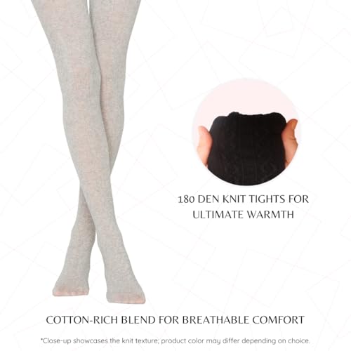 Image of PENTI Karina Women's Knit Patterned Winter Tights | Warm Sweater Tights Cotton-Blend 180 Den | Black, Vanilla, Gray