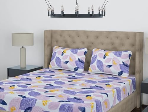 Image of BEVI Premium Microfiber 300 TC Fabric Pillow Cover Ultra Soft & Smooth Printed White Mix Patta Fade Resistant & Wrinkle Free Pack of 2 Pillowcase
