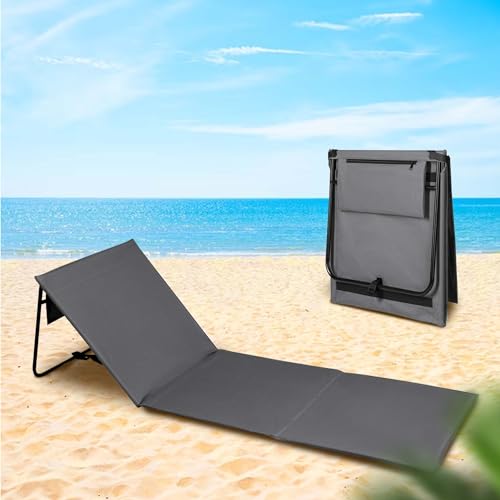 Intimo Living® Strandliegen klappbar & Ultraleicht – Faltbare Strandmatte mit Rückenlehne & Komfortpolster – Tragbare Sonnenliege für Strand, Camping & Garten – Platzsparend & stabil