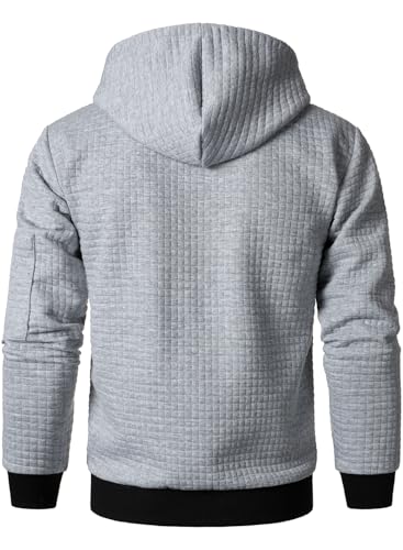 HOOD CREW Men’s Jacquard Plaid Long Sleeve Lightweight Zipper Hoodie Sweatshirt Jackets4