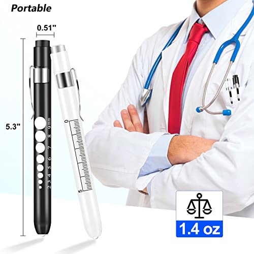 Opoway Nurse Penlight With Pupil Gauge Medical Pen Light For Nurses Doctors With Batteries Included 2Ct. White And Black #TOP5