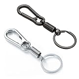 LOKNGXU 2Pcs Simple Strong Carabiner Shape Keychains Spring Fixed Key Chain Rings Keyrings Keyfob Ke