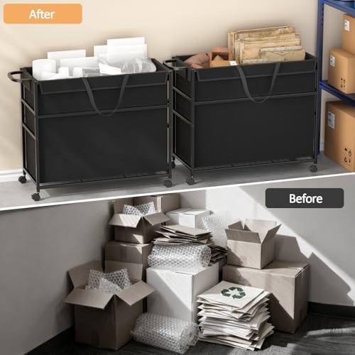 DAOUTIME Commercial Trash Can Cart, 51.5Gal Office Trash Cart (2 Lockable), Recyclable Cardboard Box/Paper Organizer, Large-Capacity Laundry Cart for Hotel/Office/Home/Nursing Home/Groceries/Supplies by DAOUTIME - Used condition - Image 7