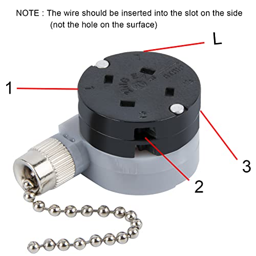 Image of Ceiling Fan Switch ZE-208D, 3 Speed 5-8 Wire Ceiling Fan Replacement Parts Appliances Fan Speed Control Pull Chain Switch (Nickel Chain)