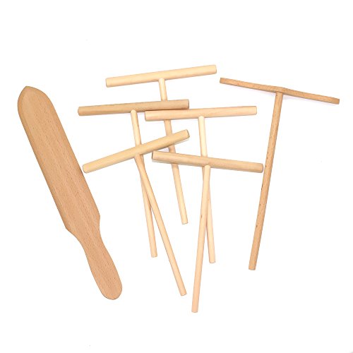 LONG TAO Crepe Spreader and Spatula Set Wooden Crepe Making Tools Kitchen Utensils Kitchen Supplies Best Cooking Utensil Tools(Set of 7)