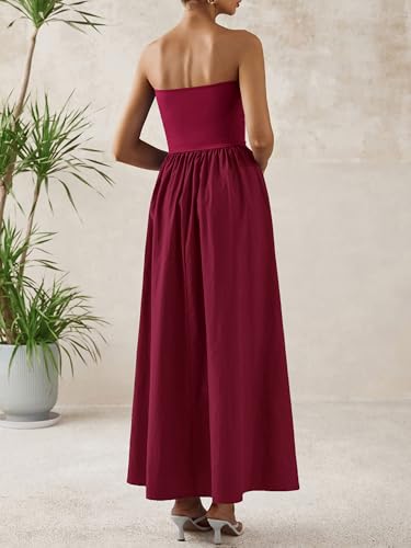 Image of PRETTYGARDEN Women 2026 Summer Elegant Strapless Maxi Dress Tube Top Dress A Line Flowy Long Wedding Party Cocktail Dresses