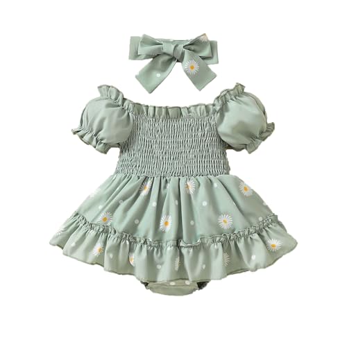 Image of Toddler Baby Girl Romper, Lace Ruffle Short Sleeve Ribbed Romper Suspender Skirt Set Summer Toddler Baby Girl Outfits