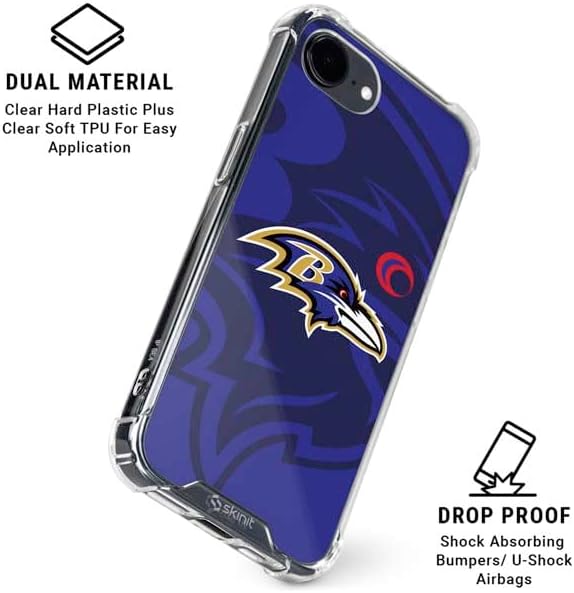 Skinit Clear Phone Case Compatible with iPhone 16e - Officially Licensed NFL Baltimore Ravens Double Vision Design