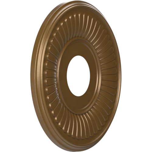 Image of Ekena Millwork CMP13BECCB Berkshire Thermoformed PVC Ceiling Medallion (Fits Canopies up to 5 3 /4 inch), 13 inchOD x 3 1 /2 inchID x 3 /4 inchP, Metallic Champagne Bronze