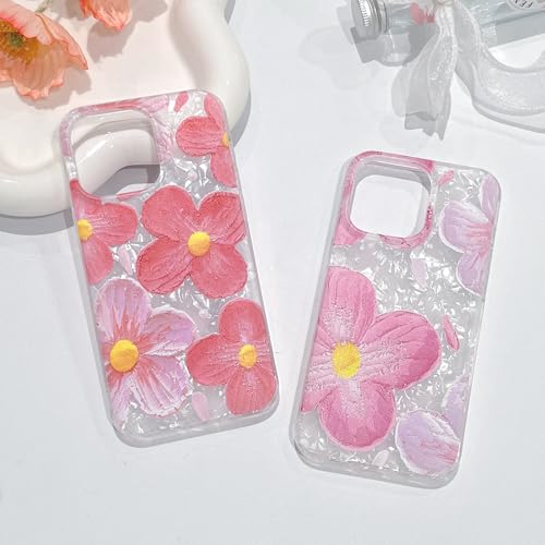 Lovmooful for iPhone 13 Pro Max Case Cute Oil Painting Flower-Pink&White by Lovmooful - Used condition - Image 7