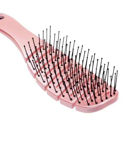CALISTA Smoothie Hair Brush | Vented Design & Flexible Bristles Work in Wet & Dry Hair | Ergonomic Handle Detangles Without Pulling | Pain-Free | All Hair Types (Pink)