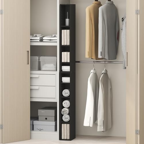 Image of Furinno Fulda 8-Tier Closet Organizers and Storage, Open Shelf, Storage Organizer, 6-Inch Width, for Closet, Bedroom, Blackwood