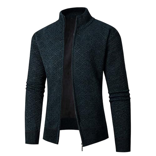 Homme cardigan veste en maille hiver pull col officier slim rayures