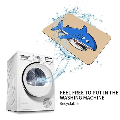 Tapis absorbant l'eau avec base antidérapante motif requin - 8