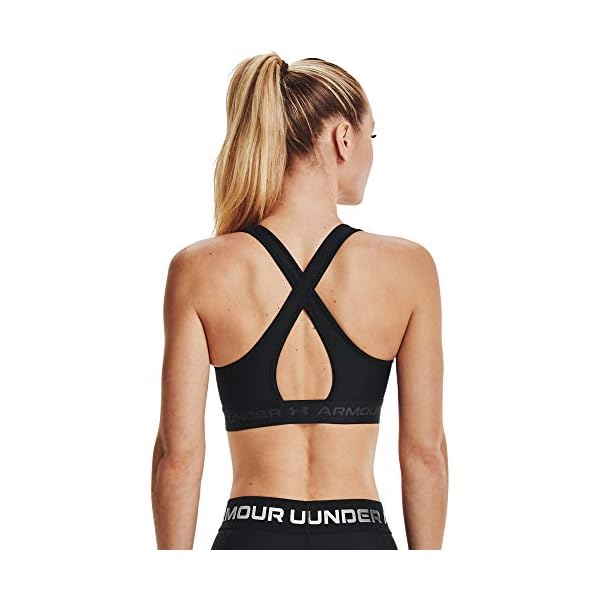 Under-Armour-Womens-Crossback-Mid-Heather-Bra Under Armour Women's Crossback Mid Impact Sports Bra , Black (001)/Jet Gray , Medium