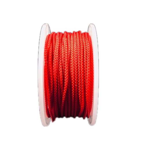 GeOinQL Cordones para Abalorios, Nylon Satin Cord Thread Beading String,Jade Thread Satin Rattail Cord,Macrame Thread String for Chinese Knotting,Beading,Macrame,Jewelry Making,Sewing(Red)