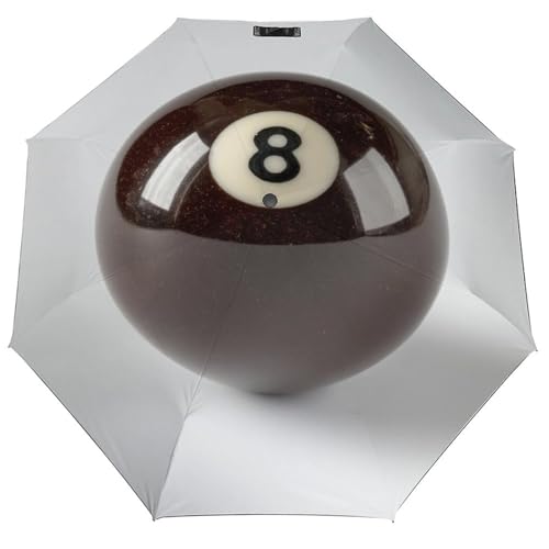 Parapluie pliant 3 plis ACEPrints boule de billard marron foncé numéro 8 pour pluie et soleil