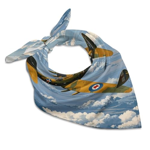 Satin Scarf for Women 25 Inch Bandana Lightweight Silk Headscarf Square World War 2 Aircraft Neck Scarves Hair Wrap for Sleeping Fashion Bag Purse Scarf for Handbags Accessory All Seasons