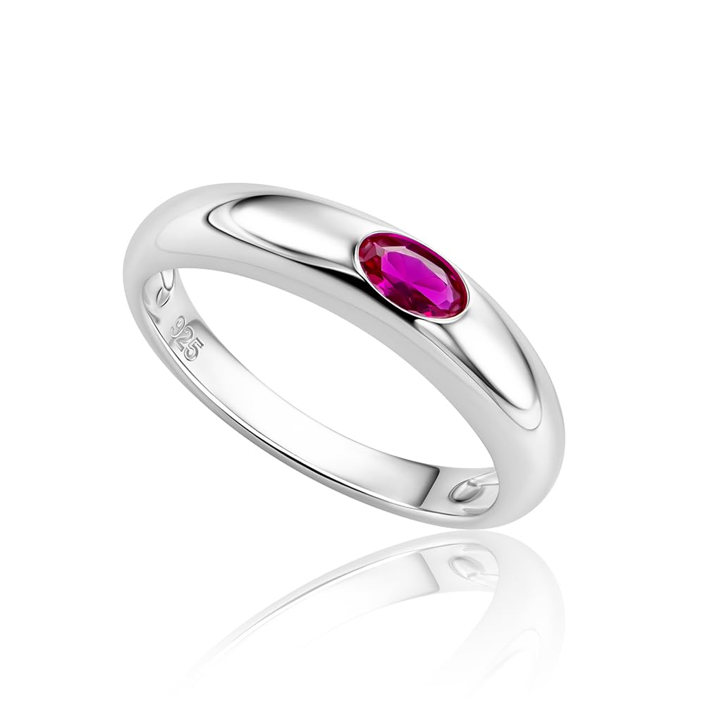 OROVI Anello Donna in Argento 925, Anello di Fidanzamento, Fede, con Pietre Preziose Rubino/Smeraldo/Zaffiro, Solitario in Argento Sterling, Gioielli Donna Anallergici