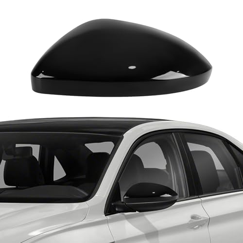 LHCDQSKCW Left Driver Side Mirror Cover Cap Compatible with VW Jetta 2019 2020 2021 2022 2023 2024, 【Only for US Version Without Turn Signals】, Clip-on Rearview Door Mirror Housing Cap Trim
