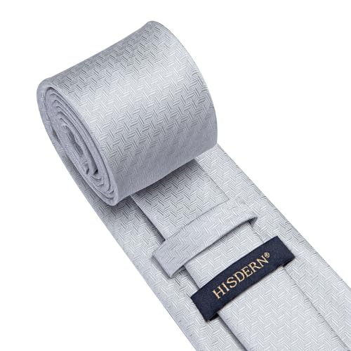 Image of HISDERN Ties for Men Solid Houndstooth Neckties Handkerchief Formal Business Tie & Pocket Square Set Wedding Party