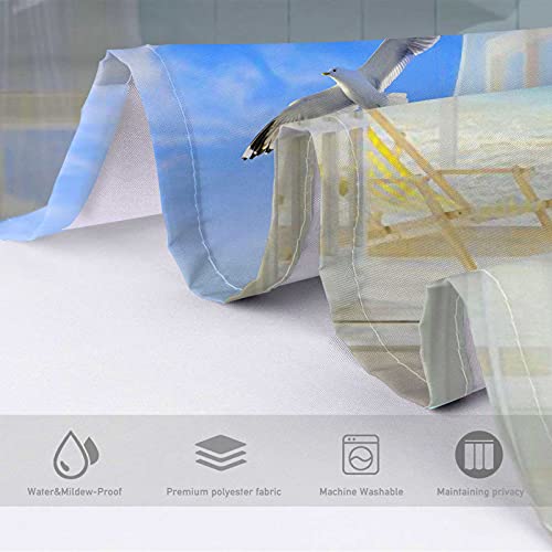 Lnond Tropical Ocean Shower Curtain For Bathroom, Beach Shower Curtain With 12 Hooks, Summer Scene Tropical Shower Curtains, Washable Waterproof Fabric Shower Curtain Set For Bathroom (72" X 72") #TOP4