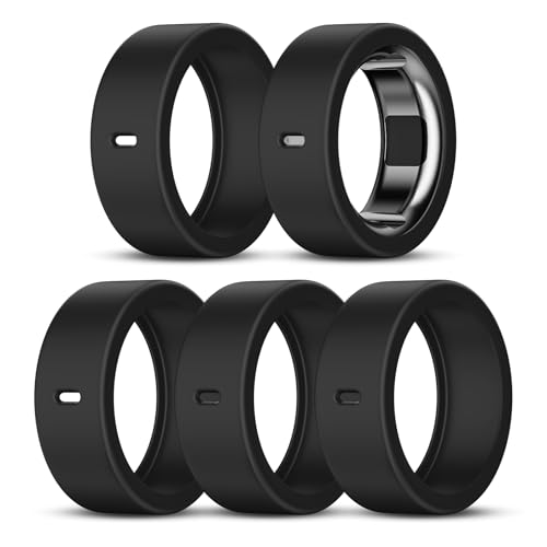 ZOOROO 5 Pack Cover Compatible with Oura Ring Gen 4/Oura Ring Gen 3 Horizon/Heritage, Surport Charging with Cover on, Anti-Scratch Elastic Silicone Rings Protector for for Men Women (Size 14)