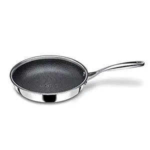 Stahl Triply Stainless Steel Non Stick Pan | Stainless Steel Frying Pan with Lid | Fry Pan with Induction Base|Scratch Resistant Non Stick Pan | Hybrid 6424, Dia 24 cm, 1.8L