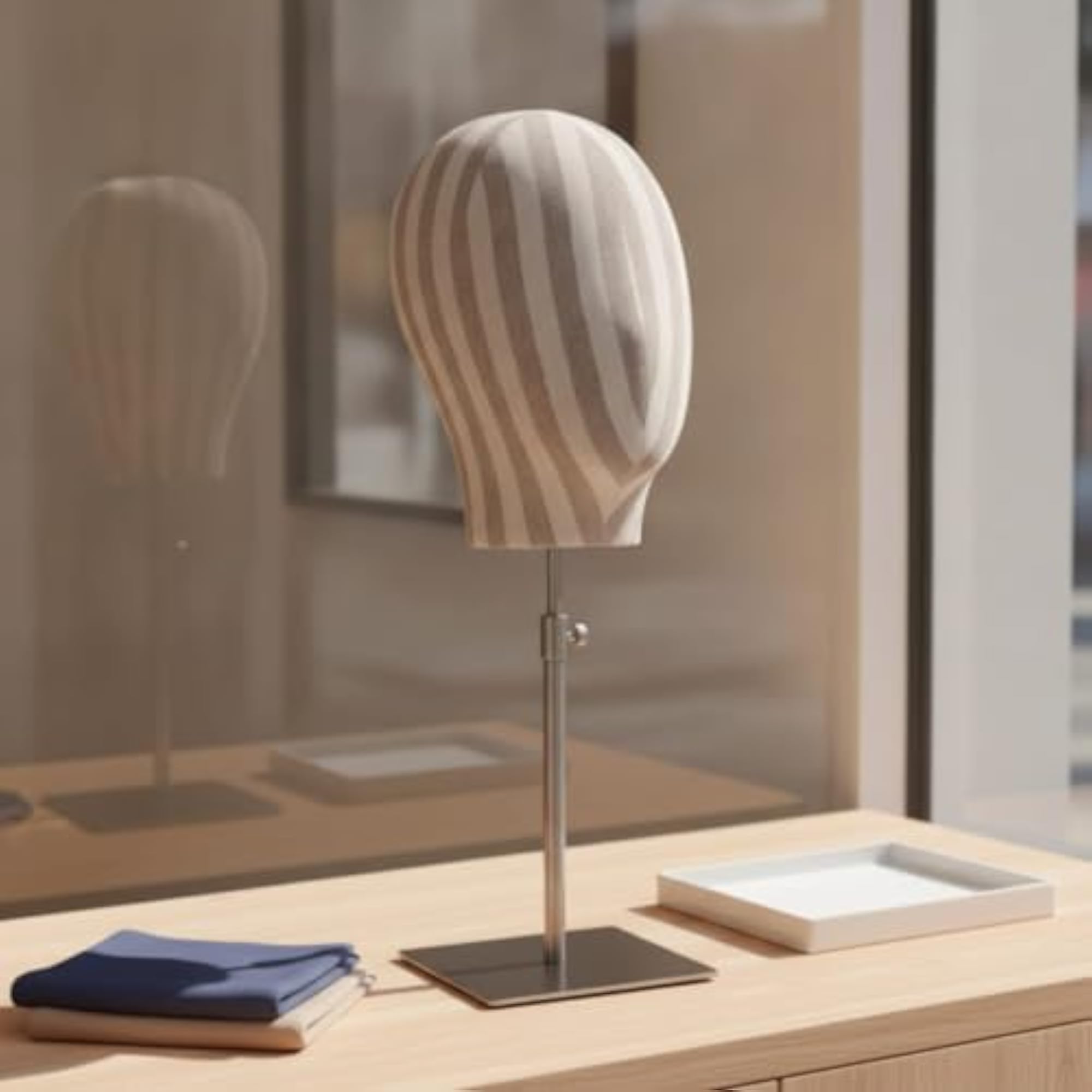 Adjustable Head Hat Display with Square Base