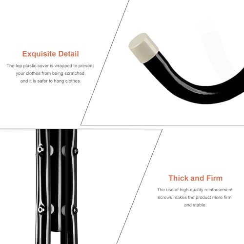 مارك كيو حامل تعليق الملابس مع 12 خطاف، رف معطف للقبعات وشنط اليد والوشاح والعباية والحجاب والجاكيتات والمظلة والمدخل وغرفة النوم والرواق والسكن الجامعي والمكتب - اسود