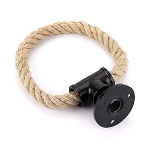 Sumnacon Industrial Pipe Rope Towel Ring - Wall-Mounted Metal Towel Rack/Bar with Hardware,Vintage Style Iron Hand Towel Holder for Shower/Bathroom/Bedroom/Kitchen, Electroplated Black Finish Sumnacon Industrial Pipe Rope Towel Ring Wall Mounted Metal Towel RackBar with HardwareVintage Style Iron Hand Towel Holder for ShowerBathroomBedroomKitchen Electroplated Black Finish