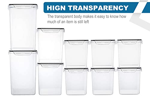 Verones Large Tall Airtight Food Storage Containers, 10 Pack Plastic Airtight Kitchen & Pantry Organization, Ideal For Flour & Sugar - Bpa-Free Plastic Canisters With Labels #TOP2