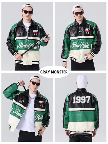 Image of Unisex Racing Jacket for Women Leather Jacket Women Oversized Trendy Streetwear