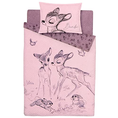 Bambi Disney Juego de Cama Rosa Ropa de Cama 135x200cm, Oeko-Tex