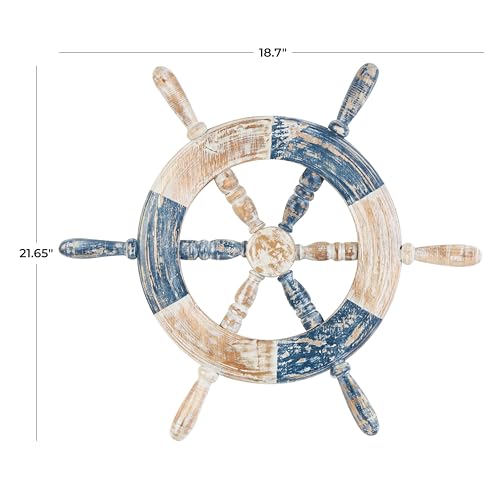 Deco 79 085535 Wood Ship Wheel Home Wall Decor Distressed Two-Toned Wall Sculpture thumb #5