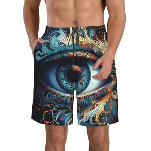 Eye Swirling Abstract Psychedelic Beautiful Men's Quick Dry Swim Trunks Surfing Beach Mesh Board Shorts