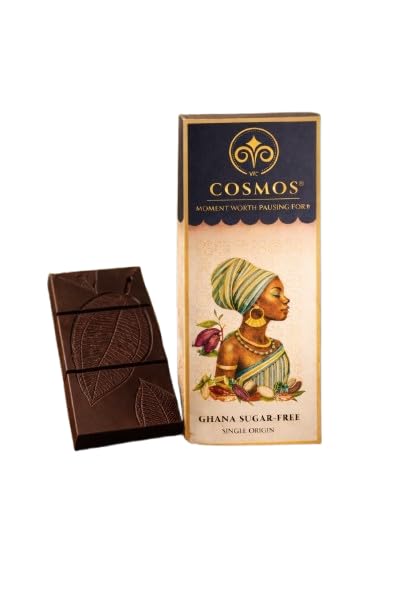 Cosmos Ghana Sugar Free Dark Chocolate, Single Origin Cocoa Beans, 60g