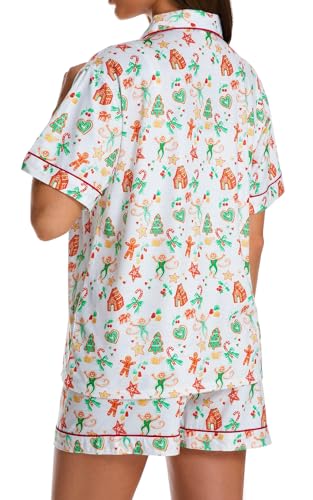 Image of Womens Pajamas Set Shorts Button Down 2 Piece Monkey Bunny Y2k Roller Dupes Rabbit Preppy Lounge Pjs Comfy Sleep Wear