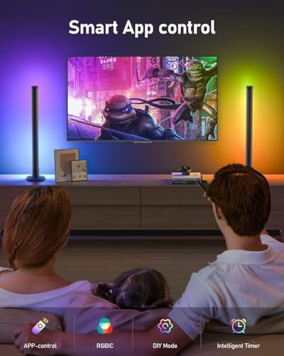2 Pack LED Light Bars,RGB Gaming Mood Lighting,Dimmable Ambient Light Flow Light Bars 16 Million Colors Multiple Lighting Effects TV Backlights,Remote Control and App Control,Music Sync - Image 2