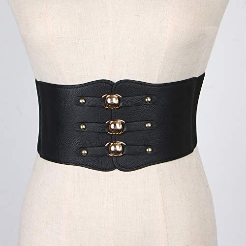 Homyl Cinto De Couro Steampunk Feminino Cincher Wide Waspie Elástico