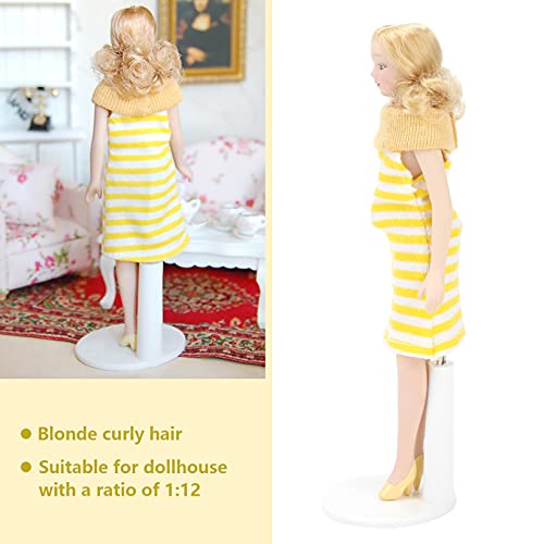 Muñeca para Casa de Muñecas 1:12 Mujer Vestido Amarillo miniatura 7