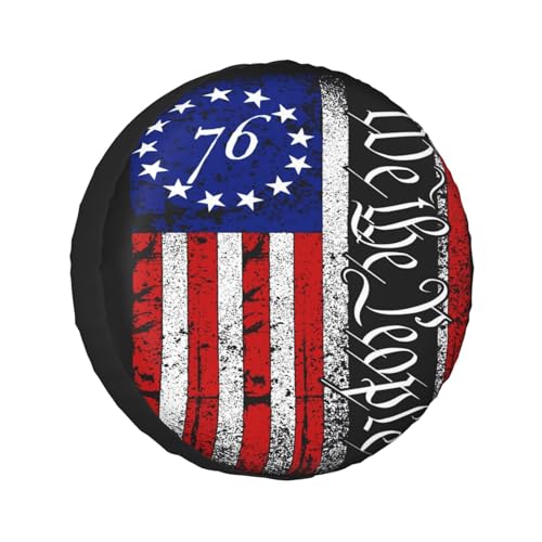 Image of Vintage America American Flag Spare Tire Cover Weatherproof Wheel Protectors Dust-Proof Sun Protection Wheel Tire Covers Universal Fit for Truck SUV RV Camper Trailer Car Accessories 15 inch