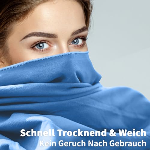 Pameil Mikrofaser Handtuch 3er Set - 160x80cm Groß Badetuch +2 Stück 80x40cm Klein Handtuch - Microfaser Handtücher für Backpacker, Reisehandtuch Schnelltrocknend Perfekte für Fitness (Blau)